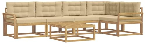 vidaXL Outdoor-Sofagarnitur 6 pcs Weiß und Beige 79 x 79 x 37 cm, Modernes Gartenmöbelset, wetterfestes Sofa, schicke Sitzgruppe, langlebige Liege fürs Poolside