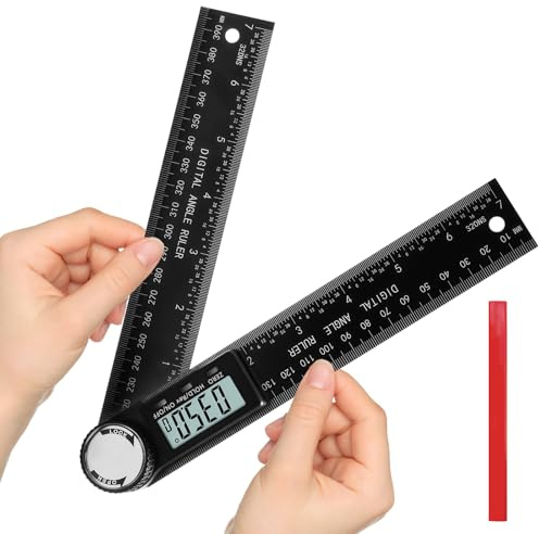 flintronic Winkelmesser Digital, 360° Winkel Messen, 2 in 1 Digitaler Winkelmesser mit LCD Anzeige, Edelstahl Winkelmessung Winkel Anzeige mit Holzbearbeitungsstift & Batterie, 400MM, Stil B