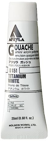 acrylique Holbein La gouache Titanium White D151 20ml (6 numeros).