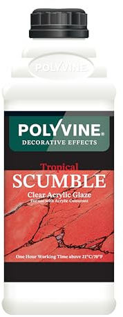 Polyvine Tropical Scumble Glaze – Clear Acrylic Glaze for Hot Environments 21°C+ - Oil-Look Decorative Water-Based Translucent Medium for Colourwashing, Marbling & Stippling – 1 Hr Working Time, 1L