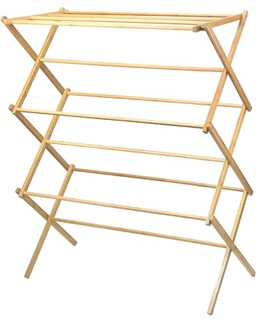 Home-it Wooden Clothes Drying Rack for Laundry - Collapsible Folding Bamboo Laundry Drying Rack for Drying Clothes - Heavy Duty Pre Assembled