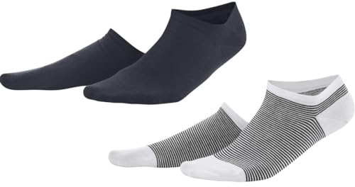 Living Crafts - ABBY | Sneaker-Socken, 2er-Pack - Nachhaltige Bio-Qualität Socken, Ausgezeichnete Passform, Schmales Feinripp-Bündchen, Tiefer Ausschnitt am Knöchel, Gestreiftes und Unifarbenes Design