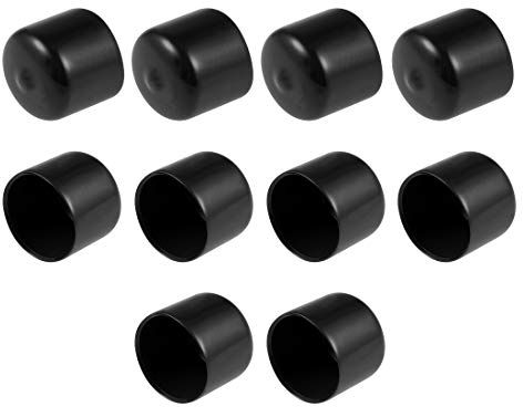 sourcing map 10pcs Rubber End Caps 25mm(1-inch) ID Vinyl Round End Cap Cover Screw Thread Protectors Black