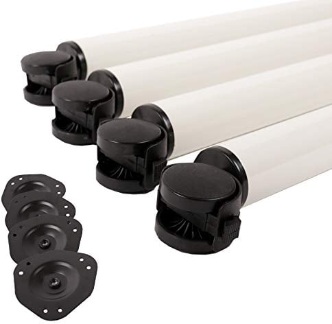 4er Set Tischbeine auf Rollen Tischfuss Möbelfuss rollbar 710mm mit Feststellbremse austauschbare Rolle (Weiss)