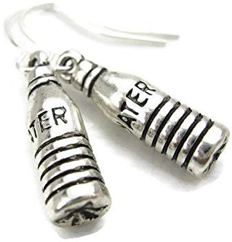 Motivational Water Bottle Earrings on Sterling Silver Hooks Jog Workout Gym Run
