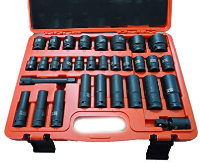 CLICLED Set 32 bussole a impatto 1/2 rinforzate adattatori avvitatore pneumatico 05036