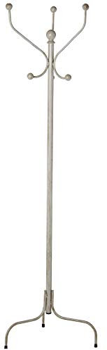 DRW Porte-Manteau sur Pied avec 3 Bras en Fer forgé en Ivoire, 46 x 46 x 175 cm
