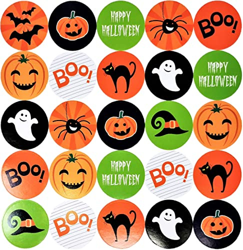YLAB 200x Halloween Stickers - 4cm Round (Fun Halloween Designs)