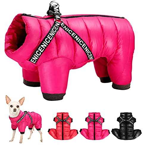 Didog Wintermantel für kleine Hunde, wasserdichte Jacken mit Geschirr und D-Ringen, Warmer Reißverschluss, kaltes Wetter, für Welpen und Katzen, zum Spazierengehen