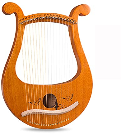 FISISZ Lyre Harfe, 19 Metallsaiten Knochen Sattel Mahagoni 19-Saiter Harfe, FüR Instrumentenliebhaber Mit StimmschlüSsel, Extra Saitenset, Reinigungstuch (Blanco : B)