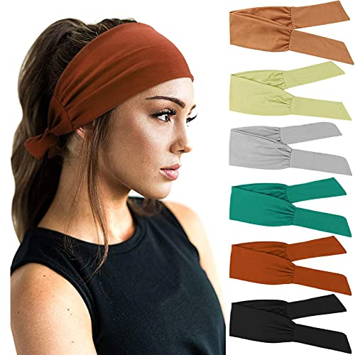 DRESHOW 6 Stück Damen Boho Stirnband Kopfband Haarband Gedruckt Stirnbänder Knoten Verdrehtes Elastische Kopf Wickeln Niedlich Haarschmuck für Mädchen
