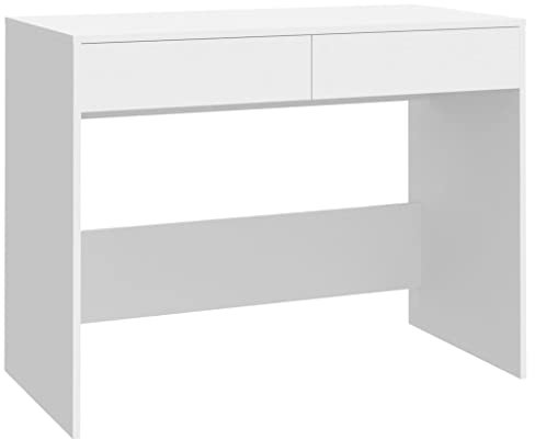 vidaXL Bureau d'Ordinateur Meuble Informatique de Travail et d'Écriture à Domicile Blanc 101x50x76,5 cm en Aggloméré