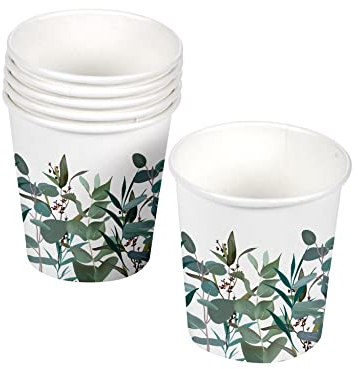 Lot de 10 Gobelets en Carton Eucalyptus 23cl Blanc