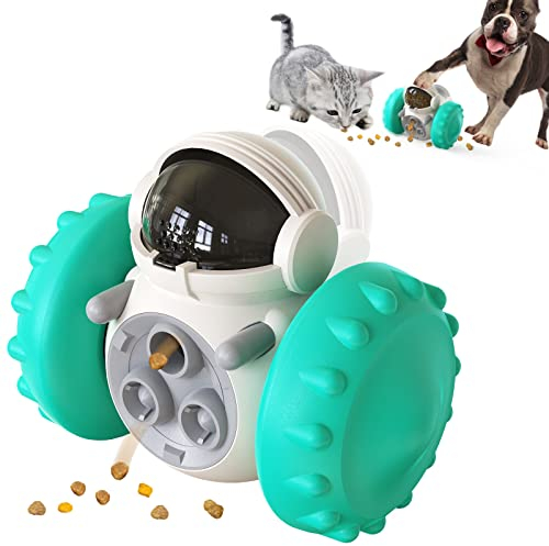 NOAIDA Interactie Dog Toy for Boredom Dog Puzzle Toy Food Dispensing Robot Toy, Pet Food Dispensor Tumbler Dog Treat Toy for Small Treat, Birthday Gift for Small/Medium Puppy (Blue)