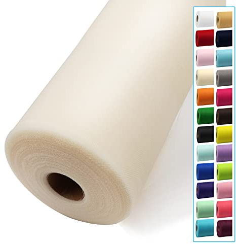 Elfenbeinfarbene Tüllstoffrollen, 137 cm x 40 m, Tüllbolzenspule für Hochzeitsdekorationen, DIY, Tutu, Babyparty, Tischrock, Deckendekoration, Geburtstagsparty, Bastelbedarf