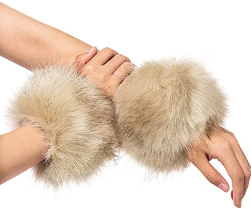 JAWSEU Fell Stulpen Fell Manschette Stulpen Pulswärmer Faux Fuchs Pelz Armstulpen, Winter Warme Pulswärmer, Weiche Winter-Arm-Wärmer-Hülsen für Frauen