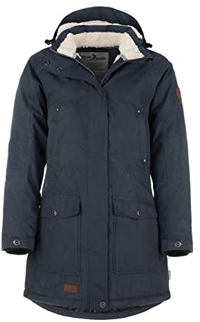 Blue Wave Damen Funktionsparka Outdoor-Jacke Anke - Funktionsmantel Funktionsjacke mit Fleece-Rücken und Kapuze in Marine Größe 38