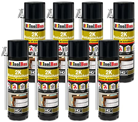 Isolbau 2K Montageschaum B2 Zargenschaum - Premium PU-Schnellschaum für Türen, Fenster, Dämmung & Montage - 8 x 400 ml