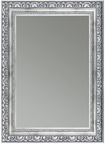 CLAMARO 'OTTO' Antik Wandspiegel 30x70 cm mit Rahmen | Silber Grau | Shabby Chic Vintage Barock Spiegel mit Holzrahmen | Barockspiegel inkl. Metall Aufhänger und Montagematerial