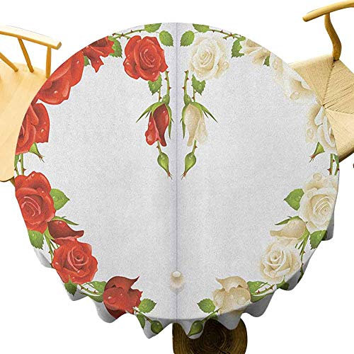 Rund Tischdecke Rosen In Herzform Blumenstrauß Romantik Feier Themen Kunstwerk Urlaub Rot Weiß Grün Tischtuch Hochwertige Outdoor Tischdecke Seidenglanz Für Indoor Home Küche 152 cm
