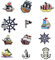 Guoguonb 12 Stück Piraten Stickerei on Patches DIY Accessories Flicken zum Aufbügeln Kinder Flagge Totenkopf Segelboot Patches Cute Sewing Applique für Mützen Taschen Jeans Kleidungsdekorationen
