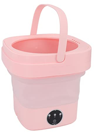 Mini Lavadoras, Plegable Portátil 6.5L Lavadoras Eléctricas con Secadora, Pequeño Lavadora de Ropa Interior Automática de Cubo Compacto para Viajes, Dormitorios, Casa (Rosa)