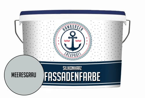 Hamburger Lack-Profi Fassadenfarbe MATT Meeresgrau Silikonharz Fassadenfarbe Grau wetterbeständige Außenfarbe - Silikonharzfarbe Sockelfarbe - geruchsarme Farbe mit hoher Deckkraft (10 L)