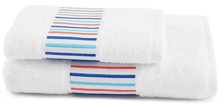 Bassetti - Set Asciugamano Viso cm 60x110 + Ospite cm 40x60 in puro cotone idrofilo Art Simple Lines (BIANCO)