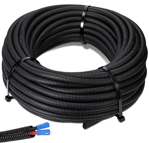 Sasylvia Gaine de protection flexible pour câbles fendus, 61 m x 61 m (noir)