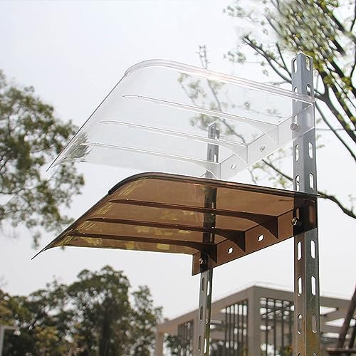 Brown/Clear Front Door Canopy Cover Waterproof Window Rain Outdoor Awning UV Protection Roofing Canopies Scalable Door Shelter Arch Width 40cm/50cm (Color : Brown, Size : W40xL40cm/16x16in)