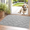 Biscpro Fußmatte Innen Außen Waschbar eingangsteppich 50 x 80 cm innen Schmutzfangmatte rutschfest,Türmatte Innen Teppich für Eingang, Patio, Flur, Garten, Innen und Außen (Light Grey)