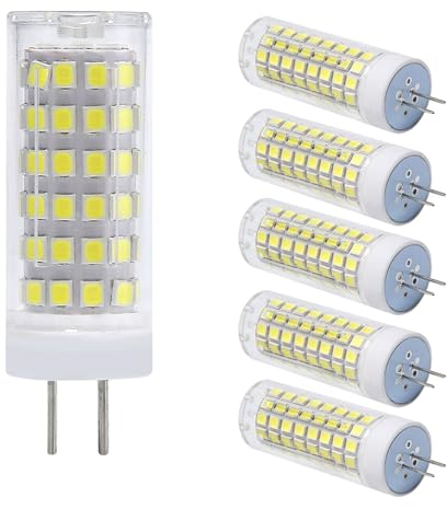 AnzAga G4 LED-Leuchtmittel, Warmweiß, 3000 K, 10 W, entspricht 100 W Halogenlampen, G4 LED AC 110 – 220 V, dimmbar, LED, kein Flackern, für Dunstabzugshaube, 5 Stück (Farbe: 10 W/Warmweiß/3000 K)