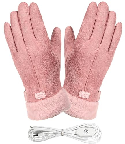 Heated Gloves for Women - Electric Rechargeable USB Winter Gloves, Split Finger Waterproof Thermal Cycling Gloves for Outdoor