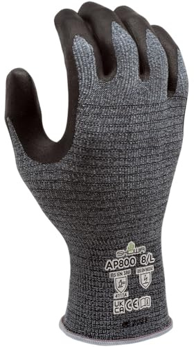 SHOWA AP800, Antistactic Industrial Schutzhandschuhe, Nitril, Palmbeschichtung, Touch Screen, kompatibel, Grau, 12 Paar, Größe M