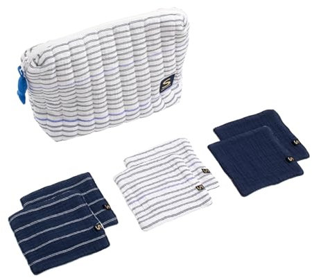 Trousse de toilette en double gaze de coton et carrés éponge