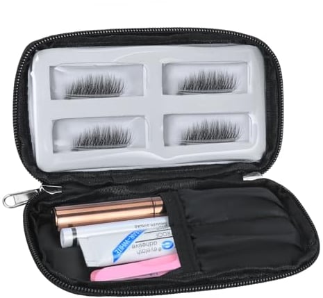 Eyelash Storage Bag Lashes Tool Set Organizer Case False Eyelash Applicator Tool Bag for Travel Small Empty Cosmetic Case Eyelash Holder, black, Travel