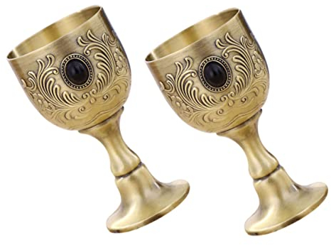 MAGICLULU 2pcs Wine Glass Vintage Metal Flower Decorations Drink Garnish Vintage Cup Trendy Decor Tea Cups Glass Wedding Decoration Party Medieval Goblet Small Cup Manual Alloy