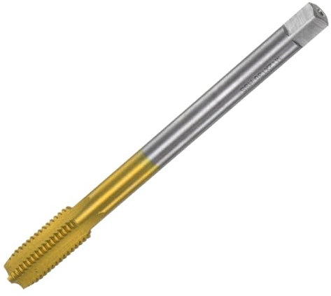 sourcing map Metric Thread Tap M12 x 1.75 H2 130mm Extra Long Titanium Coated High Speed Steel 6542 Straight Flute Screw Thread Milling Machine Taps Threading Tapping Repair Tool
