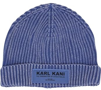 Karl Kani Unisex KA234-023-2 KK Woven Bold Washed Beanie Dusty Blue, one Size