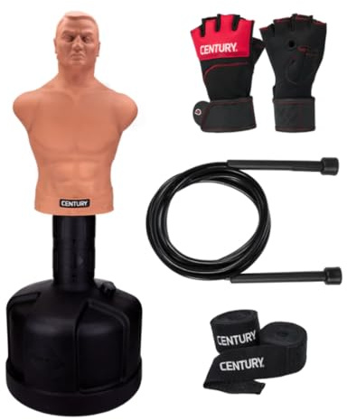 Century BOB Body Opponent Bag | Freestanding Punching Bag Dummy | Adjustable Kickboxing Mannequin | Training Bag for Martial Arts & Boxing - S/M Gloves Combo (2 Boxes)
