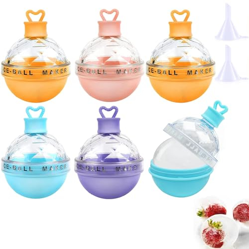 Yuaiosn 6 Pièces Moule à Glaçon Boule Sphérique, Moule à Glaçons en Silicone, Moule à Glaçons Boules Rond Sphère, pour Boule de Glace au Whisky, Vin, Fruits, Purées de Fruits