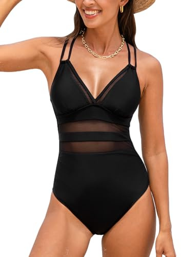 CUPSHE Maillot de bain une pièce pour femme - Col en V - Maille - Découpes décoratives - Double bretelles - Mode plage