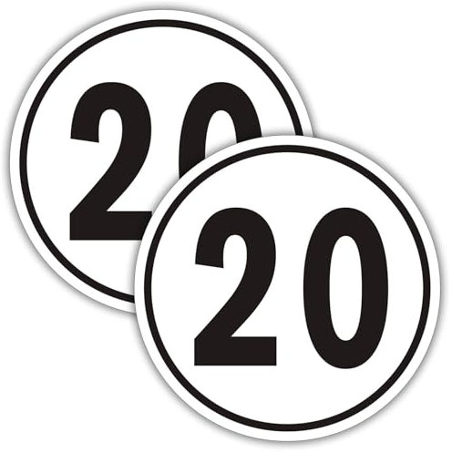 Felexdo Lot de 2 autocollants réfléchissants en aluminium - 20 km/h - Diamètre : 20 cm