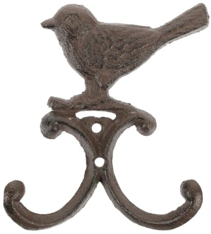 Amosfun Wall Mounted Hanger, Cast Iron Double Hook Clothes Hanger, Vintage Bird Shaped Wall Hook, for Coat, Clothes, Cap, Keys