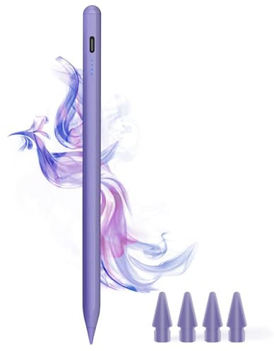 Stylus Pen for iPad 9th&10th - Type-c Charging Pencil for ipad Palm Rejection Active Pen Compatible with (2018-2025) Apple iPad 6/7/8/9/10/11(A16), Air 3/4/5/M2/M3, Mini 5/6, Pro 11/12.9/M4 (Purple)