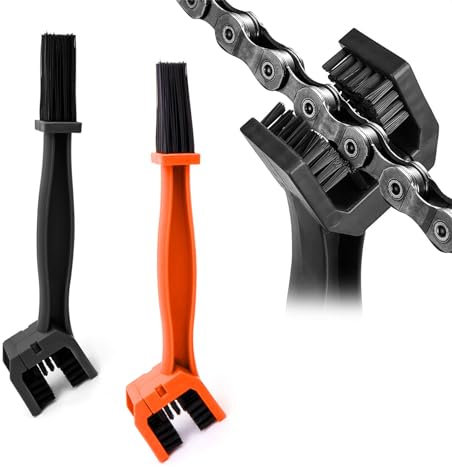 Ziciner Motorrad-Kettenbürste, Ketten- und Radreinigungswerkzeug, Kurbelsatz-Ketten- und Getriebereiniger, Fahrradkettenscheibe für Mountainbike, Motorradkette, 2 Stück (schwarz + orange)
