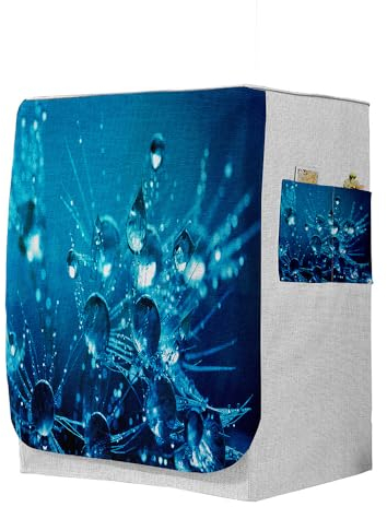 Highdi 3D Copertura Lavatrice per Esterno, Resistente, Coprilavatrice Interni Antipolvere e Antimacchia con Protezione Solare (Goccia d'Acqua 12,capacità L 10,5~12 kg)