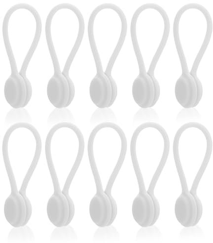 Lusofie 10 Stück Magnetische Kabelbinder Silikon Kabelclip Organizer Wiederverwendbare Magnetische Kabel Organizer USB Kabelmanager für Büro Schule Zuhause Cable Organizer (Weiß)