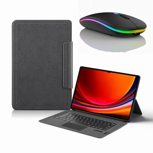 JZCZMCE Custodia con Tastiera per Samsung Galaxy Tab S9 Ultra 14.6'' 2023 (SM-X910/X916B), Tastiera Wireless Staccabile con Touchpad, Sottile Cover Folio con Mouse Bluetooth