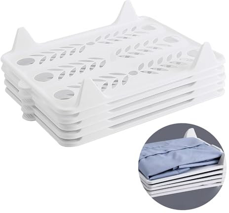 Kofebe Closet Organization Clothing Storage Trays Stackable Folding Tray Shirt Storage Board for Pants, Shorts, Shirts, White(37.5x29cm)
